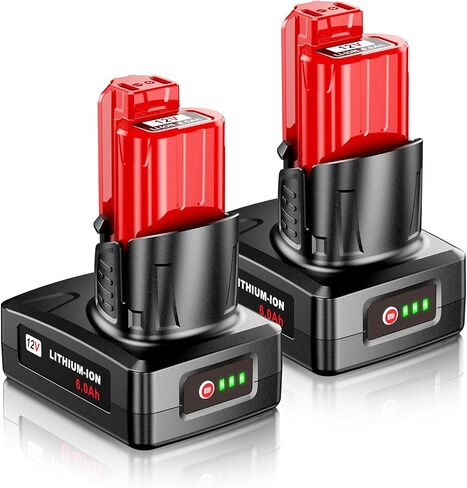 12V 6000mAh Replacement Battery for Milwaukee M12 Battery Compatible with Milwaukee 12V Lithium-ion Battery 48-11-2411 48-11-2440 48-11-2402 Tools (2 Pack) in Kuwait