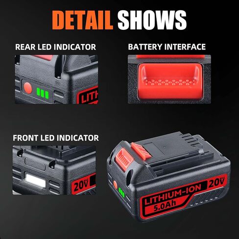 2-Pack 5.0Ah LB2X4020 Replacement for Black and Decker 20V Battery LBXR2020 LBX4020 LB2X4020-OPE Compatible with Black and Decker Battery Tools with LED Indicator in Kuwait