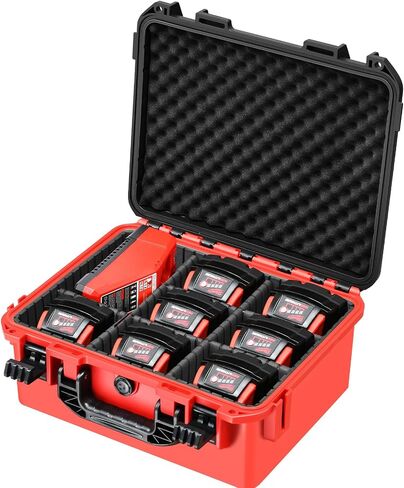 Storage Box for Milwaukee Battery Case: Waterproof with Adjustable Divider | Hard Carrying Case for Milwaukee M18/M12 Tool Battery Pack 18V/12V 1.5/2.0/3.0/4.0/5.0/6.0/6.5/8.0/9.0Ah Charger, Case Only in Kuwait