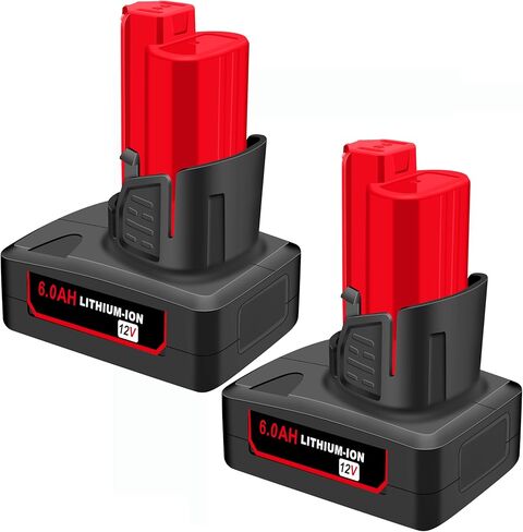 2 Pack Replacement for Milwaukee M12 6.0Ah Lithium Battery Packs Compatible with Milwaukee 12V Tools in Kuwait