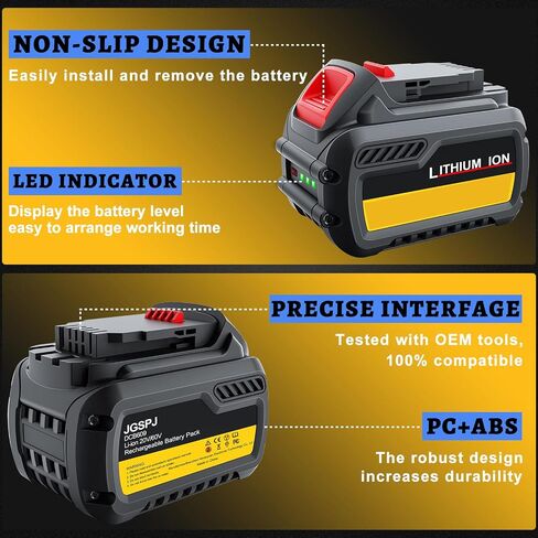 2Pack Battery Replacement for Dewalt 60V Battery Compatible with Dewalt 20V/60V Max Battery DCB606 DCB609 DCB612 180Wh Batteries in Kuwait