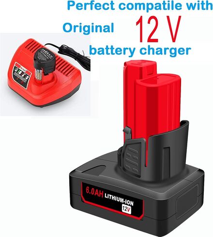 2 Pack Replacement for Milwaukee M12 6.0Ah Lithium Battery Packs Compatible with Milwaukee 12V Tools in Saudi Arabia
