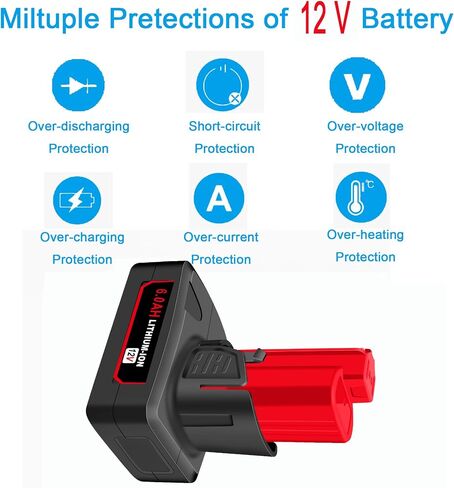 2 Pack Replacement for Milwaukee M12 6.0Ah Lithium Battery Packs Compatible with Milwaukee 12V Tools in Saudi Arabia