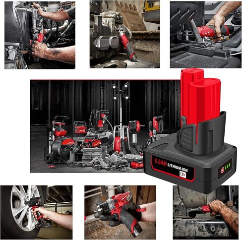 2 Pack Replacement for Milwaukee M12 6.0Ah Lithium Battery Packs Compatible with Milwaukee 12V Tools in Saudi Arabia
