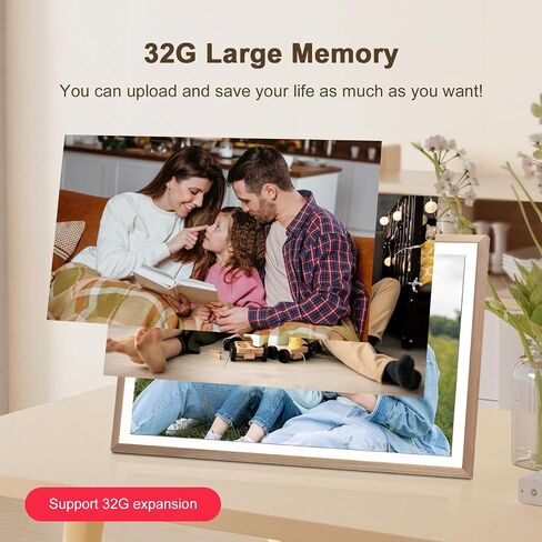 15.6 Inch WiFi Digital Picture Frame, 1920 * 1080 Resolution 16:10 HD IPS Touch Screen Display, 32GB Storage Space, Share Your Photos and Videos via Frameo App at Anytime and Anywhere in Kuwait
