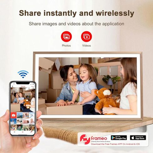 15.6 Inch WiFi Digital Picture Frame, 1920 * 1080 Resolution 16:10 HD IPS Touch Screen Display, 32GB Storage Space, Share Your Photos and Videos via Frameo App at Anytime and Anywhere in Kuwait