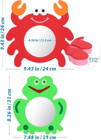 TOYANDONA EVA Bathing Toy Shower Toys for Kids, Mirror Bath Toys, Kids Mirror Frog Crab Bathtub Toys for Kids Bathtime Summer Water Toys, 2 Pack in Kuwait