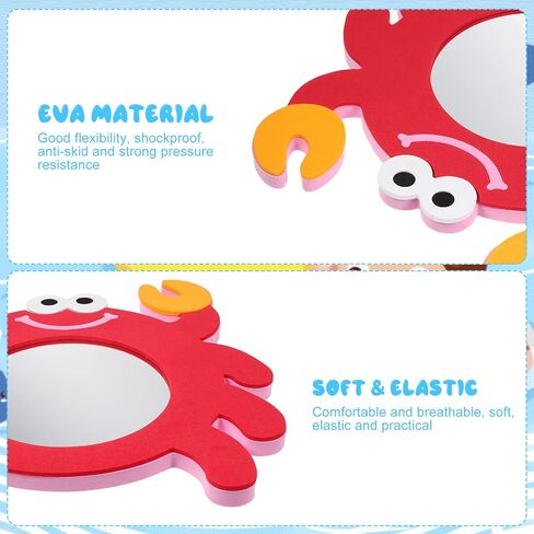 TOYANDONA EVA Bathing Toy Shower Toys for Kids, Mirror Bath Toys, Kids Mirror Frog Crab Bathtub Toys for Kids Bathtime Summer Water Toys, 2 Pack in Kuwait