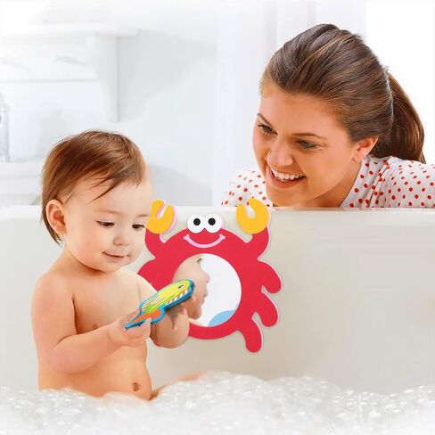 TOYANDONA EVA Bathing Toy Shower Toys for Kids, Mirror Bath Toys, Kids Mirror Frog Crab Bathtub Toys for Kids Bathtime Summer Water Toys, 2 Pack in Kuwait