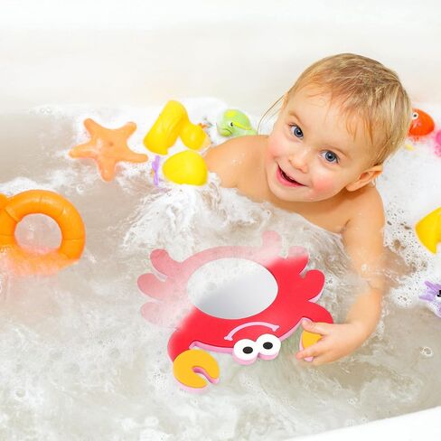 TOYANDONA EVA Bathing Toy Shower Toys for Kids, Mirror Bath Toys, Kids Mirror Frog Crab Bathtub Toys for Kids Bathtime Summer Water Toys, 2 Pack in Kuwait