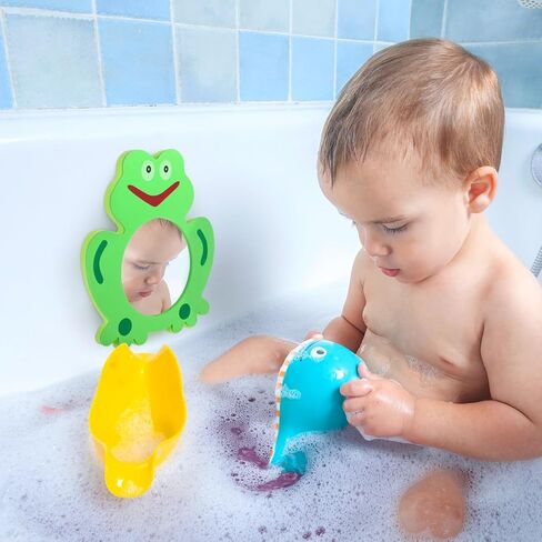 TOYANDONA EVA Bathing Toy Shower Toys for Kids, Mirror Bath Toys, Kids Mirror Frog Crab Bathtub Toys for Kids Bathtime Summer Water Toys, 2 Pack in Kuwait