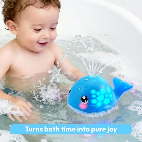 Baby Bath Toys, Sprinkler Whale Bath Toy for Babies 6-12 Months, Light Up Bath Toys for Kids Ages 1-3, Bathtub Toy for Boy & Girl, Easter Basket Stuffers for Kids in Kuwait