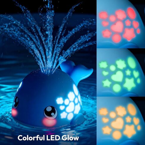 Baby Bath Toys, Sprinkler Whale Bath Toy for Babies 6-12 Months, Light Up Bath Toys for Kids Ages 1-3, Bathtub Toy for Boy & Girl, Easter Basket Stuffers for Kids in Kuwait
