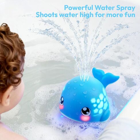 Baby Bath Toys, Sprinkler Whale Bath Toy for Babies 6-12 Months, Light Up Bath Toys for Kids Ages 1-3, Bathtub Toy for Boy & Girl, Easter Basket Stuffers for Kids in Kuwait
