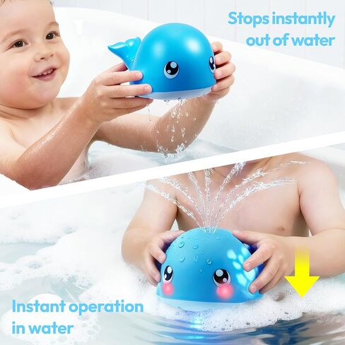 Baby Bath Toys, Sprinkler Whale Bath Toy for Babies 6-12 Months, Light Up Bath Toys for Kids Ages 1-3, Bathtub Toy for Boy & Girl, Easter Basket Stuffers for Kids in Kuwait