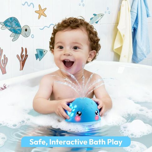 Baby Bath Toys, Sprinkler Whale Bath Toy for Babies 6-12 Months, Light Up Bath Toys for Kids Ages 1-3, Bathtub Toy for Boy & Girl, Easter Basket Stuffers for Kids in Kuwait