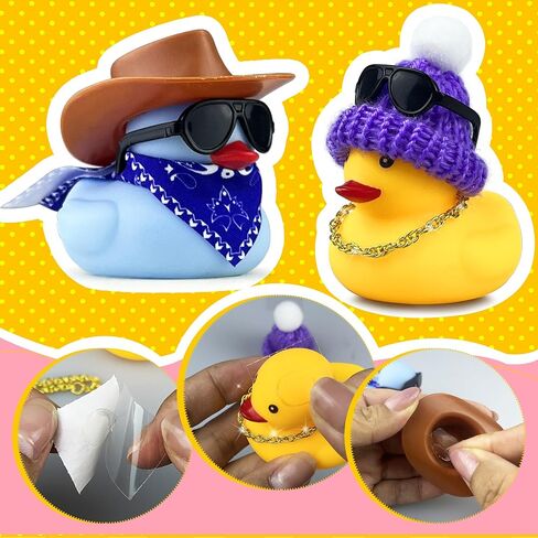 16Set 64PCS Mini Duck Toys Bulk Decoration with Hat Scarf Necklace Sunglasses Cute Tiny Duck Figurines for Kids Teens Birthday Baby Shower Swimming Pool Party Favors Classroom Prizes in Kuwait