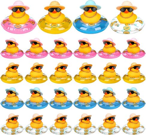Marsui 24 Pcs Mini Rubber Ducks Bulk Mini Funny Rubber Ducky Bathtub Cute Squeaky Shower Ducks for Swimming Pool Party Favors Birthday Prize Rewards in Kuwait