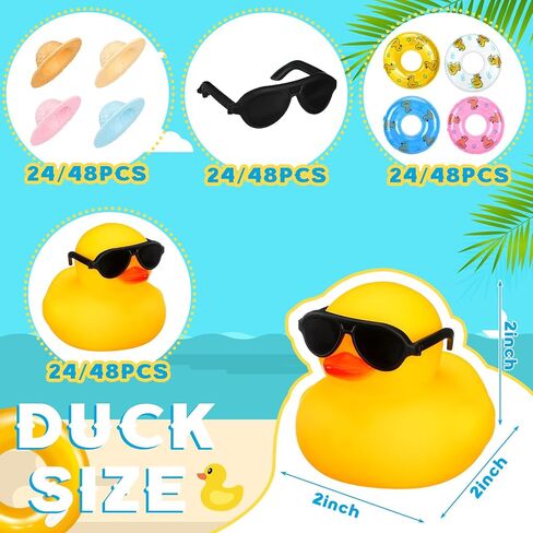 Marsui 24 Pcs Mini Rubber Ducks Bulk Mini Funny Rubber Ducky Bathtub Cute Squeaky Shower Ducks for Swimming Pool Party Favors Birthday Prize Rewards in Kuwait