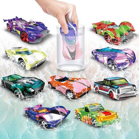 LITTCO 9PCS Color Changing Cars for Kids Ages 3+, Bath Toys for Toddlers 3+, Magic Car Set that Changes Color in Water, Individual Packaging, Easter Basket Stuffers Birthday Gifts for Boys Girls in Kuwait