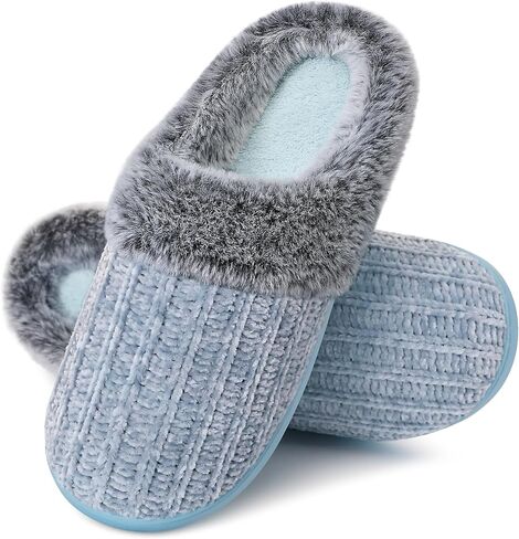 Women's Memory Foam Fuzzy Slippers Knit house shoe for Women Comfy Wool-Like Lined Slippers Indoor Outdoor in Kuwait