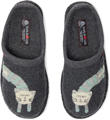 HAFLINGER Unisex Katze Pure Boiled Wool Breathable Moisture-Wicking House Slippers with Slip-Resistant Double-Felted Outsole in Kuwait