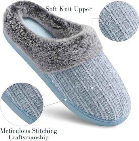 Women's Memory Foam Fuzzy Slippers Knit house shoe for Women Comfy Wool-Like Lined Slippers Indoor Outdoor in Kuwait