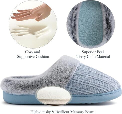 Women's Memory Foam Fuzzy Slippers Knit house shoe for Women Comfy Wool-Like Lined Slippers Indoor Outdoor in Kuwait