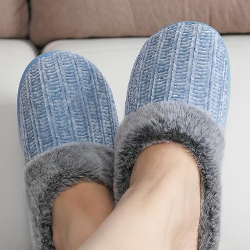 Women's Memory Foam Fuzzy Slippers Knit house shoe for Women Comfy Wool-Like Lined Slippers Indoor Outdoor in Kuwait