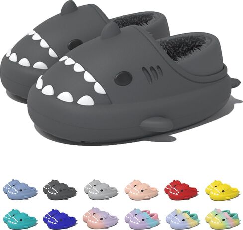 Jfxgjuv Sharklas Polares, Sharky Originales De Invierno, Shark Slides Winter, Winter Warm Cozy Plush Waterproof Non-Slip Cloud Shark Slides Slippers for Men Women in Kuwait