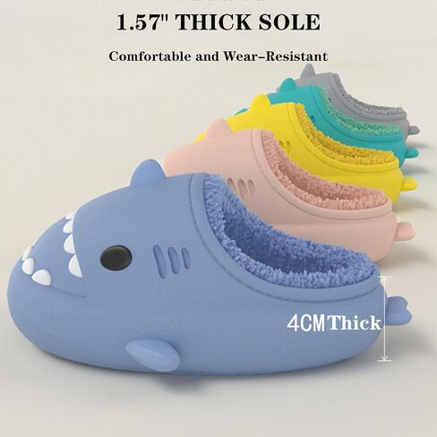 Jfxgjuv Sharklas Polares, Sharky Originales De Invierno, Shark Slides Winter, Winter Warm Cozy Plush Waterproof Non-Slip Cloud Shark Slides Slippers for Men Women in Kuwait
