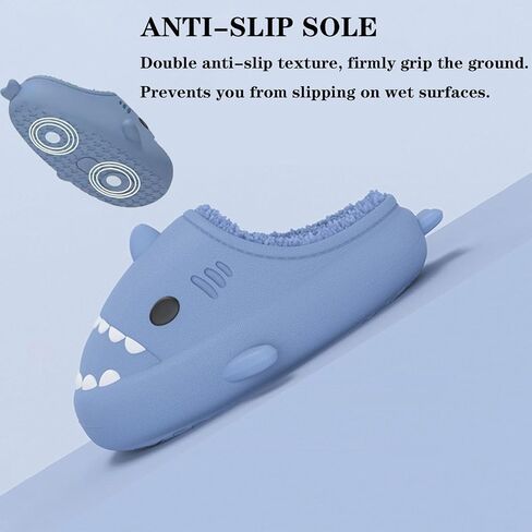 Jfxgjuv Sharklas Polares, Sharky Originales De Invierno, Shark Slides Winter, Winter Warm Cozy Plush Waterproof Non-Slip Cloud Shark Slides Slippers for Men Women in Kuwait
