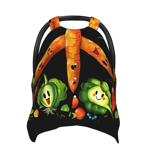 Vegetables Peace Sign Baby Car Seat Cover & Breastfeeding Nursing Cover - Breathable Stretch Fabric Multi-Use Nursing Cover for Breastfeeding in Kuwait