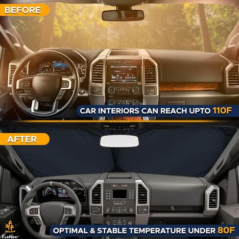 Econour Truck Windshield Sun Shade, Sun Shield Protects Dashboard and Seats in Kuwait