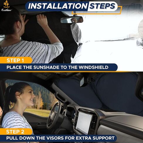 Econour Truck Windshield Sun Shade, Sun Shield Protects Dashboard and Seats in Kuwait