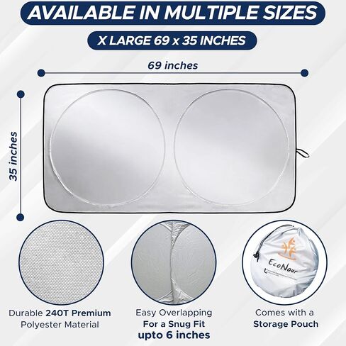 Econour Truck Windshield Sun Shade, Sun Shield Protects Dashboard and Seats in Kuwait