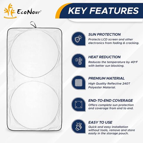 Econour Truck Windshield Sun Shade, Sun Shield Protects Dashboard and Seats in Kuwait