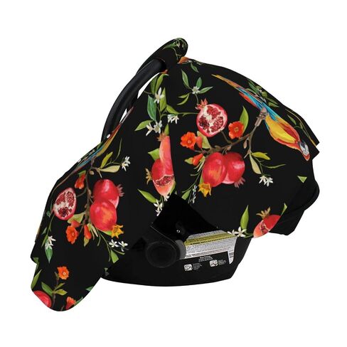 Tropical Flowers Pomegranates and Parrot Birds Baby Car Seat Cover & Breastfeeding Nursing Cover - Breathable Stretch Fabric Multi-Use Nursing Cover for Breastfeeding in Kuwait