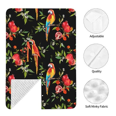 Tropical Flowers Pomegranates and Parrot Birds Baby Car Seat Cover & Breastfeeding Nursing Cover - Breathable Stretch Fabric Multi-Use Nursing Cover for Breastfeeding in Kuwait