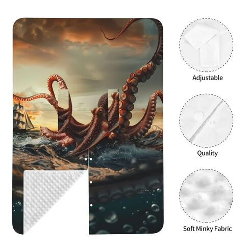Suckers On The Day Octopus and Sailors Ship Baby Car Seat Cover & Breastfeeding Nursing Cover - Breathable Stretch Fabric Multi-Use Nursing Cover for Breastfeeding in Kuwait