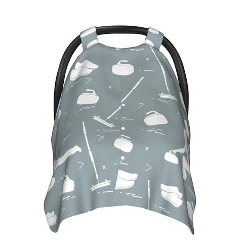 Winter Curling Sports Athlete Baby Car Seat Cover & Breastfeeding Nursing Cover - Breathable Stretch Fabric Multi-Use Nursing Cover for Breastfeeding in Kuwait