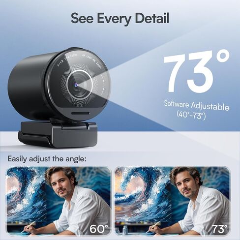 EMEET SmartCam S800 4K Webcam for Streaming, 1/2'' Sensor, Supports HDR | PDAF&TOF Dual-autofocus, 1080P@60fps, 2 Noise-Cancelling Mics, 40°-73° FOV, Perfect for Live Streaming & Online Meetings in Kuwait
