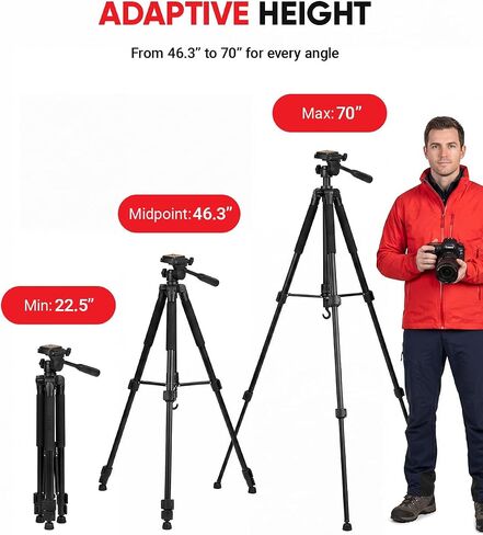 Sunpak Ultra 7000TM Tri-Monopod (Black) | 70" aluminum 2-in-1 tripod & monopod. Features 3-way fluid-effect pan head, quick-release, bubble level & leg wraps. in Kuwait
