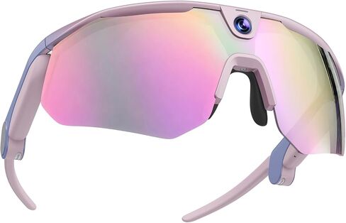 Ranger Smart Camera Glasses with AI Capture Video Recording 120°FOV, Pink | 16MP Camera / 4K Photo Capture / Open-Ear Audio / EIS Stabilization / UV 400 Protection Sunglasses for Men Women in Kuwait