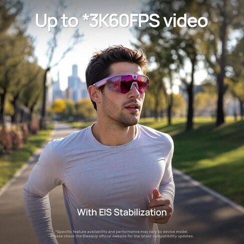 Ranger Smart Camera Glasses with AI Capture Video Recording 120°FOV, Pink | 16MP Camera / 4K Photo Capture / Open-Ear Audio / EIS Stabilization / UV 400 Protection Sunglasses for Men Women in Kuwait