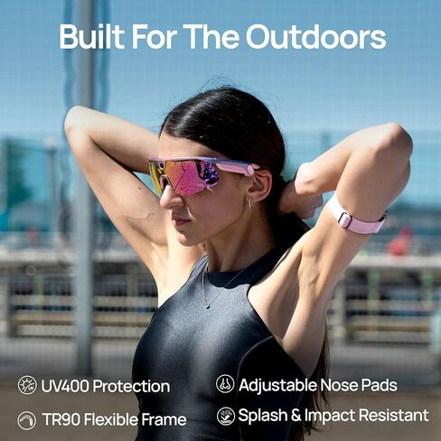 Ranger Smart Camera Glasses with AI Capture Video Recording 120°FOV, Pink | 16MP Camera / 4K Photo Capture / Open-Ear Audio / EIS Stabilization / UV 400 Protection Sunglasses for Men Women in Kuwait
