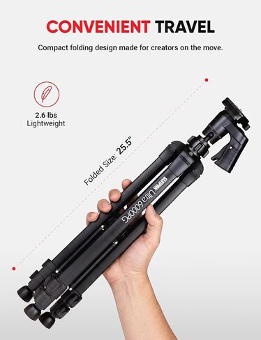 Sunpak 61" Aluminum Video & Camera Tripod with Pistol Grip Ball Head Stand | Lightweight, durable 61" tripod with self-leveling rubber feet, bull's-eye level, and geared center column. in Kuwait