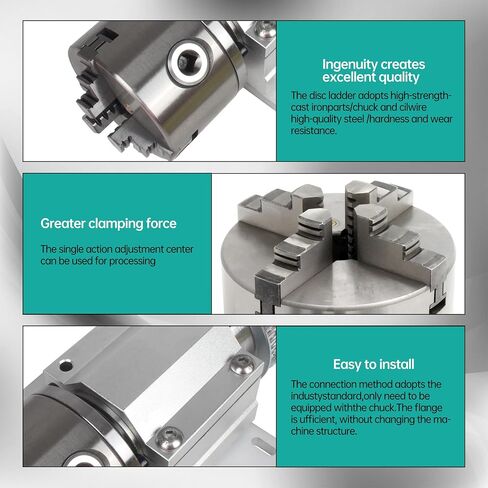 No Powered Multi-Function Lathe Chuck Spindle Assemblies | Rotary Lathe Woodworking Motor Chuck 4 Jaw 100mm for CNC Lathe Grinder Drilling Machine Table Saw in Kuwait