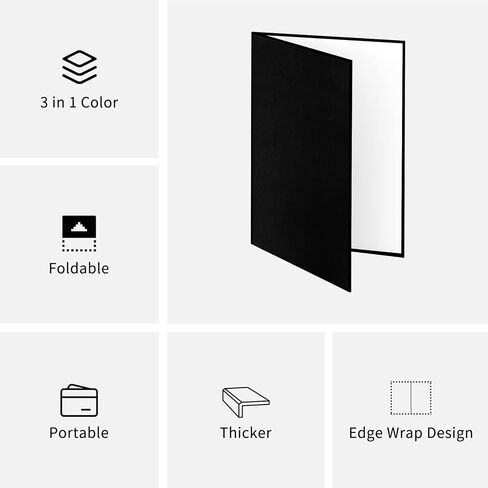 Meking 3 in 1 Photography Reflector Cardboard, 12 x 8 in Light Diffuser | Folding Board for Still Life, Product and Food Photo Shooting - Black, Silver and White, 2 Pack in Kuwait