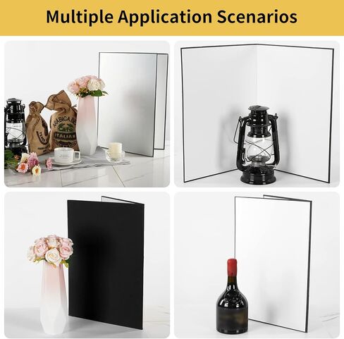 Meking 3 in 1 Photography Reflector Cardboard, 12 x 8 in Light Diffuser | Folding Board for Still Life, Product and Food Photo Shooting - Black, Silver and White, 2 Pack in Kuwait